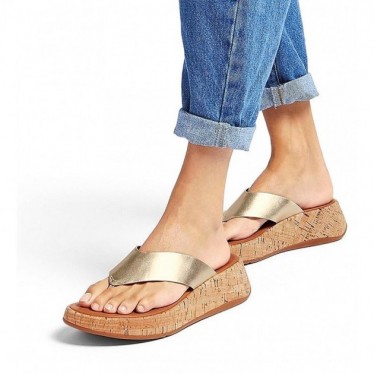 SANDALIAS FITFLOP FT7 F-MODE LTH PLATINO