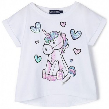 CAMISETA CONGUITOS UNICORNIO MVC-50022 BLANCO