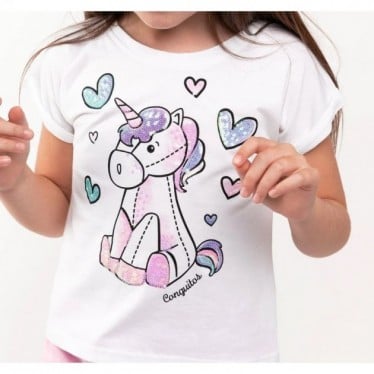 CAMISETA CONGUITOS UNICORNIO MVC-50022 BLANCO