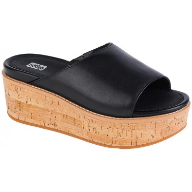SANDALIAS FITFLOP ELOISE CORK WRAP LTHR WG SLIDE FT5 BLACK