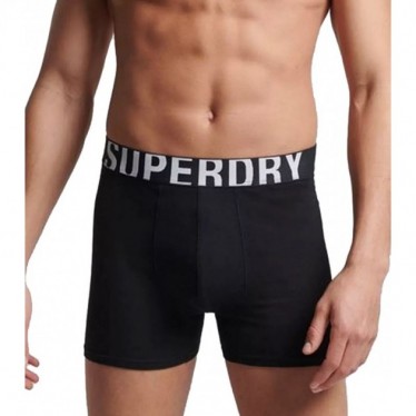 BOXER SUPERDRY M3110340A LOGO DOUBLE PACK BLACK