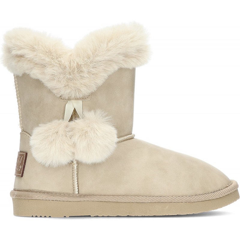 BOTA AUSTRALIANA CONGUITOS BREAKWALK FUR POMPOM BEIG