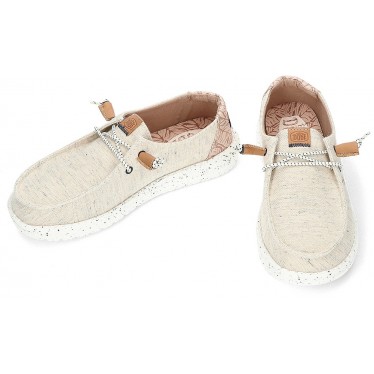 MOCASINES DUDE WENDY HEATHERED SLUB TROPICAL 40753 WHITE