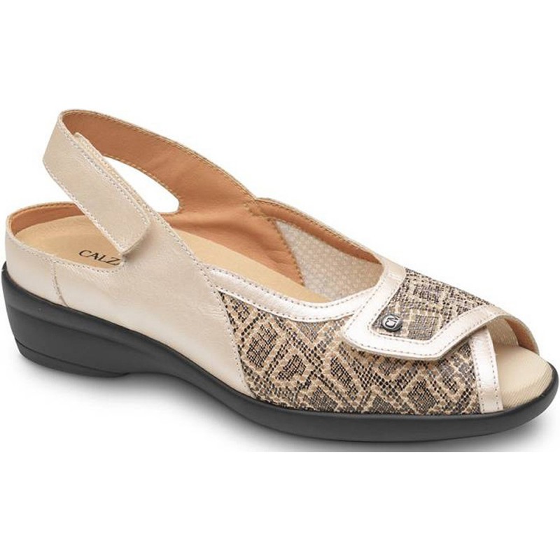 SANDALIAS ORTOPÉDICAS CALZAMEDI 0800 PUNTERA PETACA ELÁSTICA BEIGE