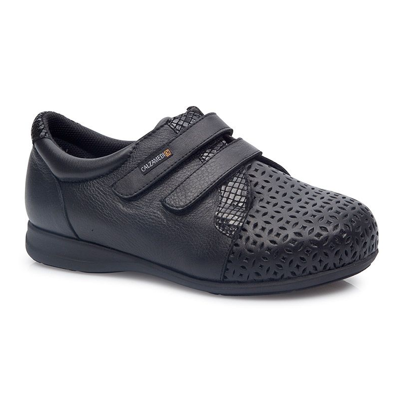 CALZAMEDI ZAPATO COMODO DOBLE VELCRO NEGRO