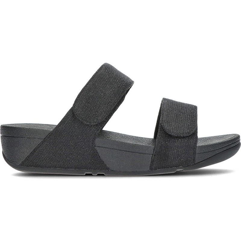 Sandalias FitFlop FZ9 Lulu Adjustable Shimmerlux Slides BLACK