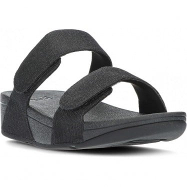 Sandalias FitFlop FZ9 Lulu Adjustable Shimmerlux Slides BLACK