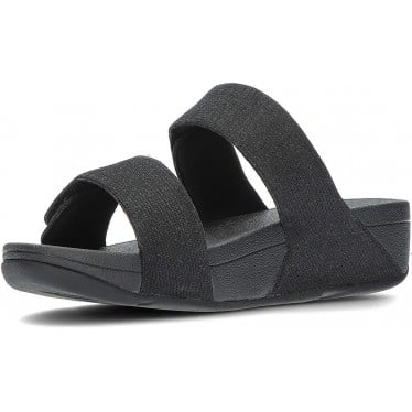 Sandalias FitFlop FZ9 Lulu Adjustable Shimmerlux Slides BLACK