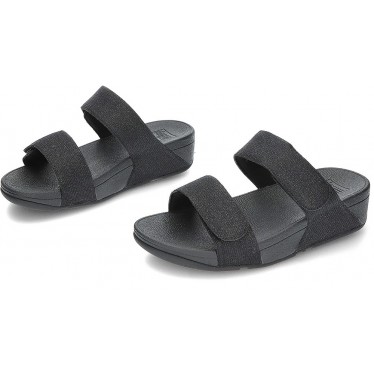 Sandalias FitFlop FZ9 Lulu Adjustable Shimmerlux Slides BLACK