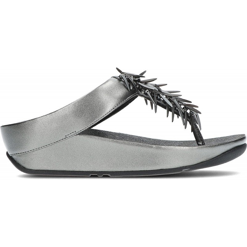 Sandalias FitFlop HI7 Rumba Beaded Metallic PEWTER_BLACK