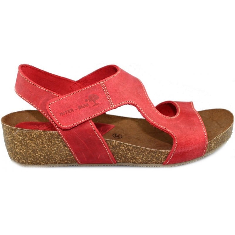 INTERBIOS SANDALIAS COMODAS MEDIA CUÑA ROJO