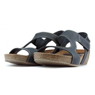 INTERBIOS SANDALIAS COMODAS MEDIA CUÑA NEGRO