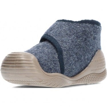 Pantufla para niño de BIOMECANICS 241150A fieltro AZUL_MARINO