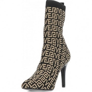 Botín para mujer de EXE SHOES garda521 knit BLACK_BEIGE