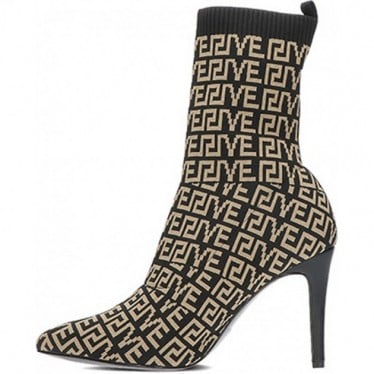 Botín para mujer de EXE SHOES garda521 knit BLACK_BEIGE