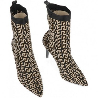Botín para mujer de EXE SHOES garda521 knit BLACK_BEIGE