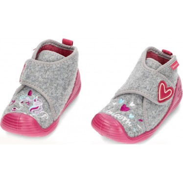 Pantuflas para niña de BIOMECANICS 241151 fieltro GRIS