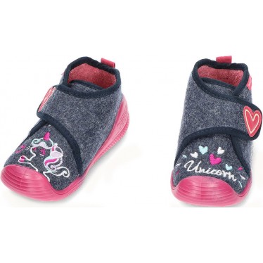 Pantuflas para niña de BIOMECANICS 241151 fieltro AZUL_MARINO