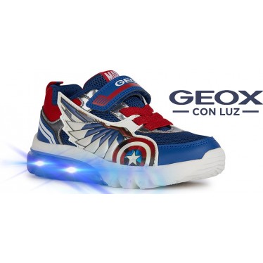 DEPORTIVA CON LUZ GEOX CIBERDRON CAPT AMERICA J45LBB BLUE_RED