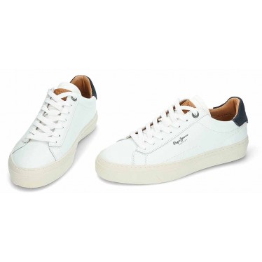 Zapatillas de piel para hombre Pepe Jeans PMS30930 WHITE