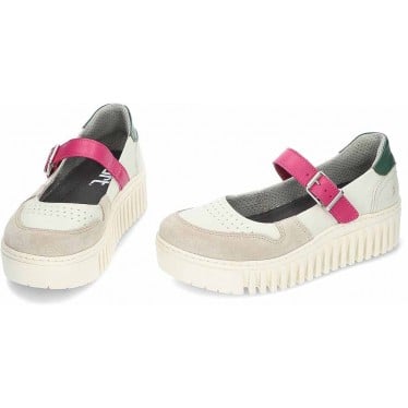 Bailarinas para mujer con plataforma ART Brighton 1515 CREAM_FUXIA