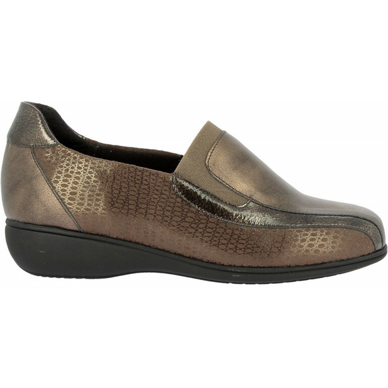 Mocasines para mujer Doctor Cutillas 53577 Print metalizado MARRON