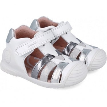 Sandalias para chica Biomecanics 252104 Casual Tiras BLANCO_PLATA_B313