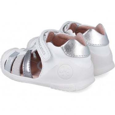 Sandalias para chica Biomecanics 252104 Casual Tiras BLANCO_PLATA_B313
