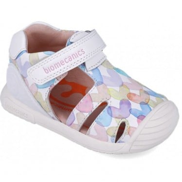 Sandalias para niña Biomecanics 252110 Estampado Corazones BLANCO_B050