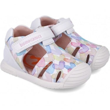 Sandalias para niña Biomecanics 252110 Estampado Corazones BLANCO_B050
