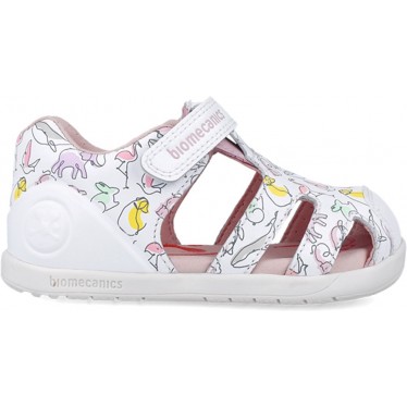 Sandalias para niña primeros pasos Biomecanics 252167 Estampado BLANCO_B050