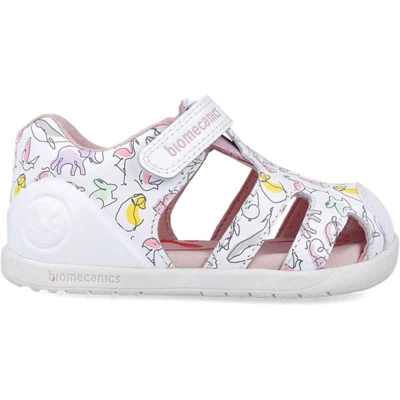 Sandalias para niña primeros pasos Biomecanics 252167 Estampado BLANCO_B050
