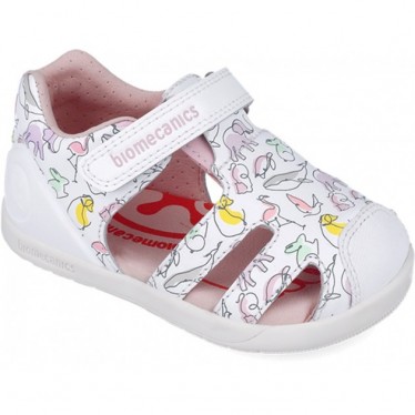 Sandalias para niña primeros pasos Biomecanics 252167 Estampado BLANCO_B050