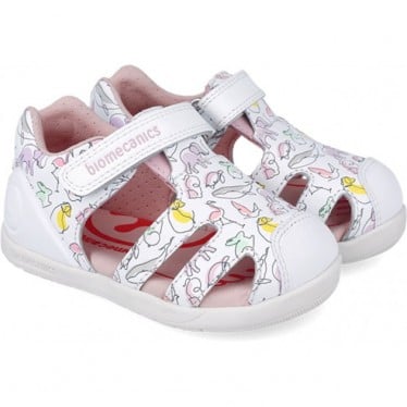 Sandalias para niña primeros pasos Biomecanics 252167 Estampado BLANCO_B050