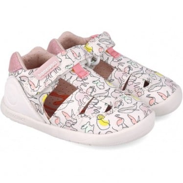 Sandalias para niña Biomecanics 252193 Estampado animales BLANCO_B050