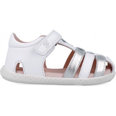 Sandalias para chica Garvalin 252332 Soft Barefoot BLANCO_PLATA_C313