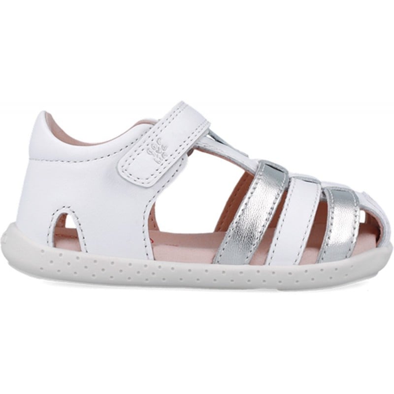 Sandalias para chica Garvalin 252332 Soft Barefoot BLANCO_PLATA_C313