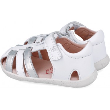 Sandalias para chica Garvalin 252332 Soft Barefoot BLANCO_PLATA_C313