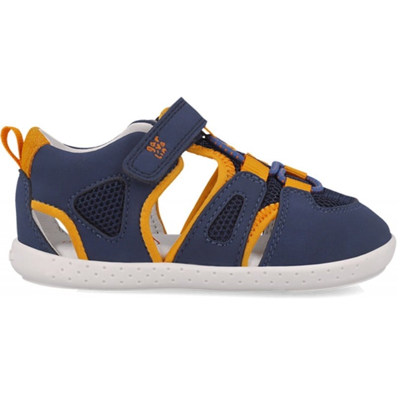 Sandalia respetuosa para chico Garvalin 252336 Soft Rejilla AZUL_NARANJA_A056