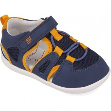 Sandalia respetuosa para chico Garvalin 252336 Soft Rejilla AZUL_NARANJA_A056