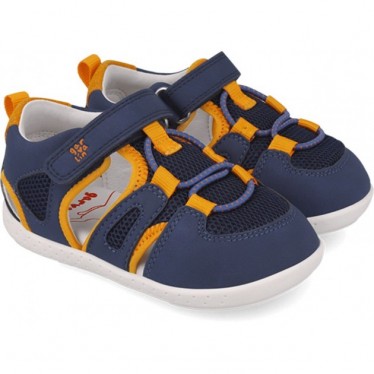 Sandalia respetuosa para chico Garvalin 252336 Soft Rejilla AZUL_NARANJA_A056