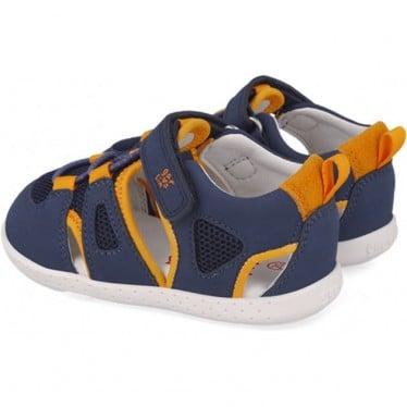 Sandalia respetuosa para chico Garvalin 252336 Soft Rejilla AZUL_NARANJA_A056