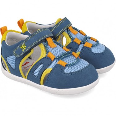 Sandalia respetuosa para chico Garvalin 252336 Soft Rejilla AZUL_AMARILLO_B598