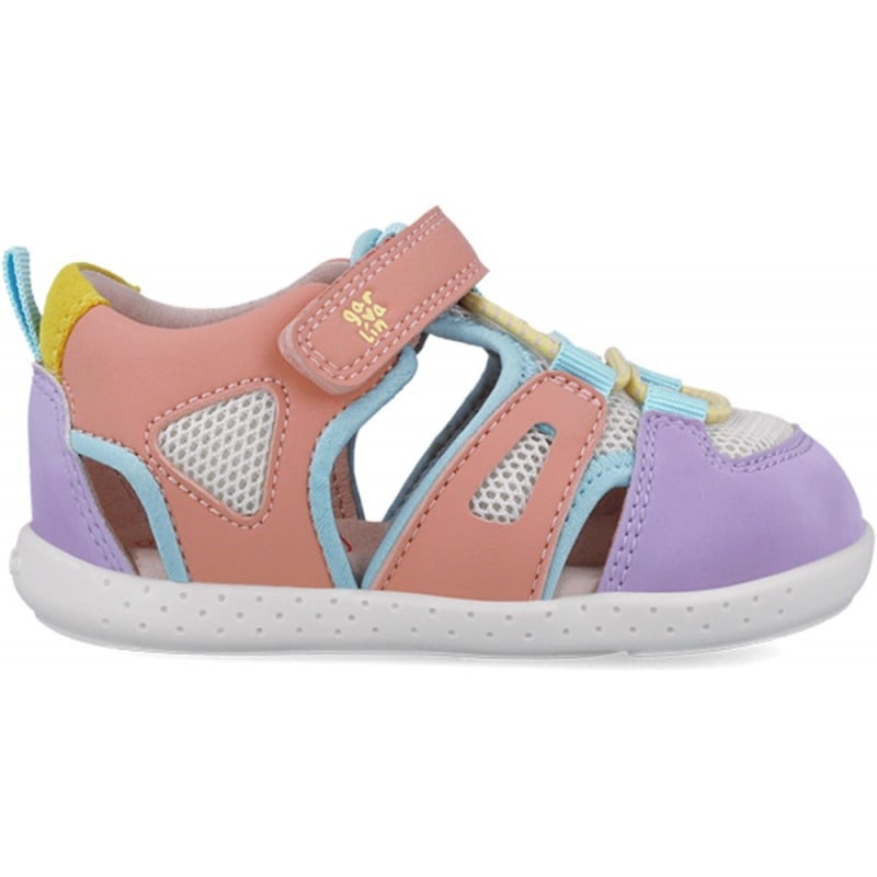 Sandalias respetuosas para niña Garvalin 252336 Soft Rejilla BLANCO_LILA_D661