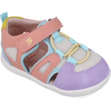 Sandalias respetuosas para niña Garvalin 252336 Soft Rejilla BLANCO_LILA_D661