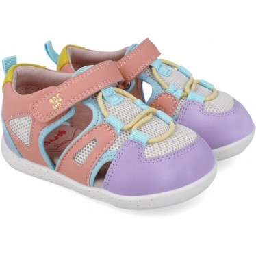 Sandalias respetuosas para niña Garvalin 252336 Soft Rejilla BLANCO_LILA_D661