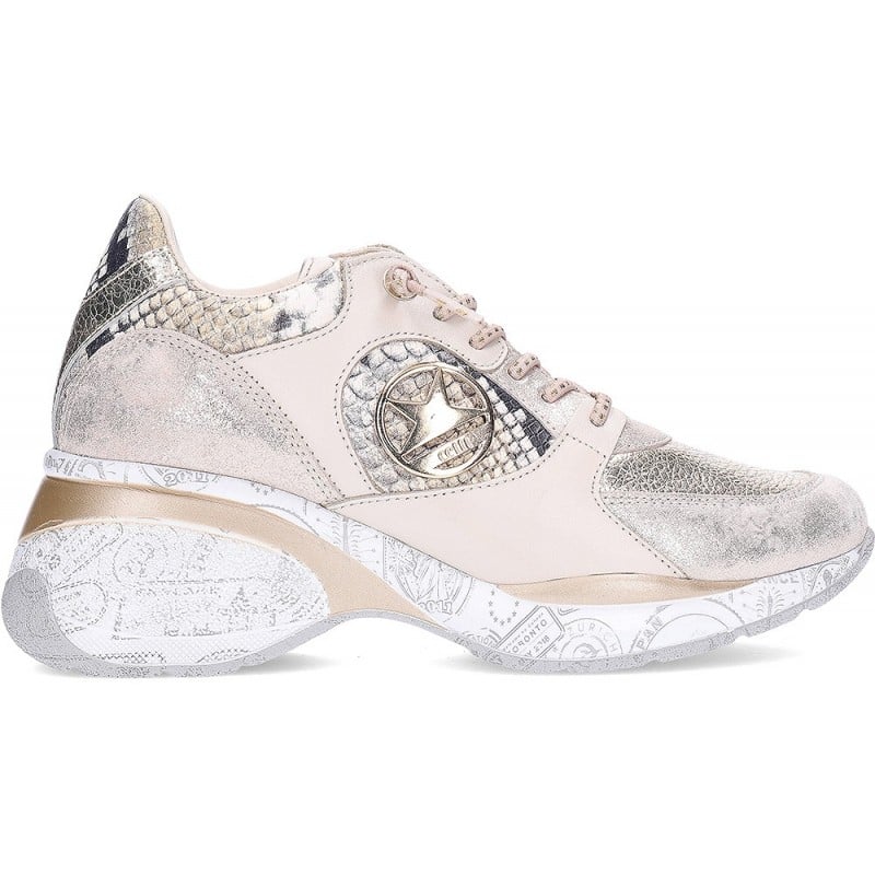 Sneakers para mujer Cetti C-1376 Metal y Animal print CHAMPAGNE
