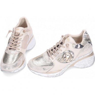 Sneakers para mujer Cetti C-1376 Metal y Animal print CHAMPAGNE