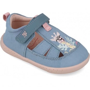 Sandalias respetuosas para chica Garvalin 252346 Lona Jirafa VAQUERO_A224