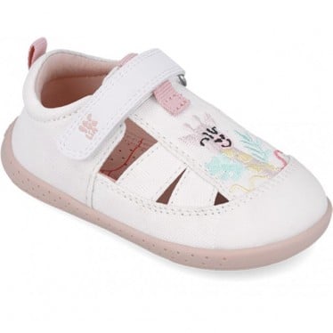 Sandalias respetuosas para chica Garvalin 252346 Lona Jirafa BLANCO_C050